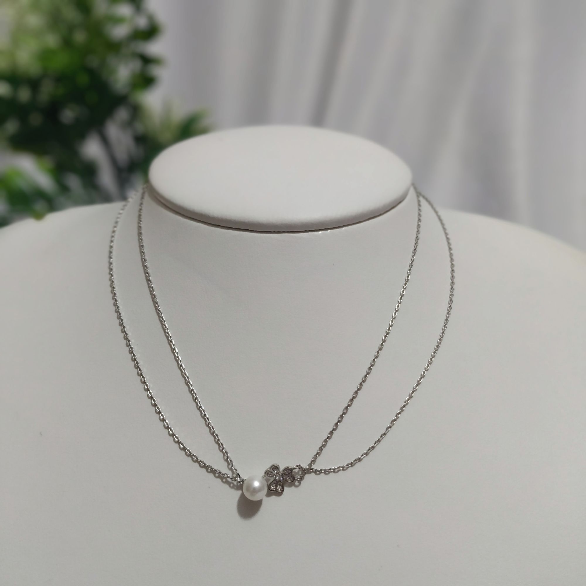 CHOKER RODIO CRAV. ZIRC BRANCA PEROLA FLOR