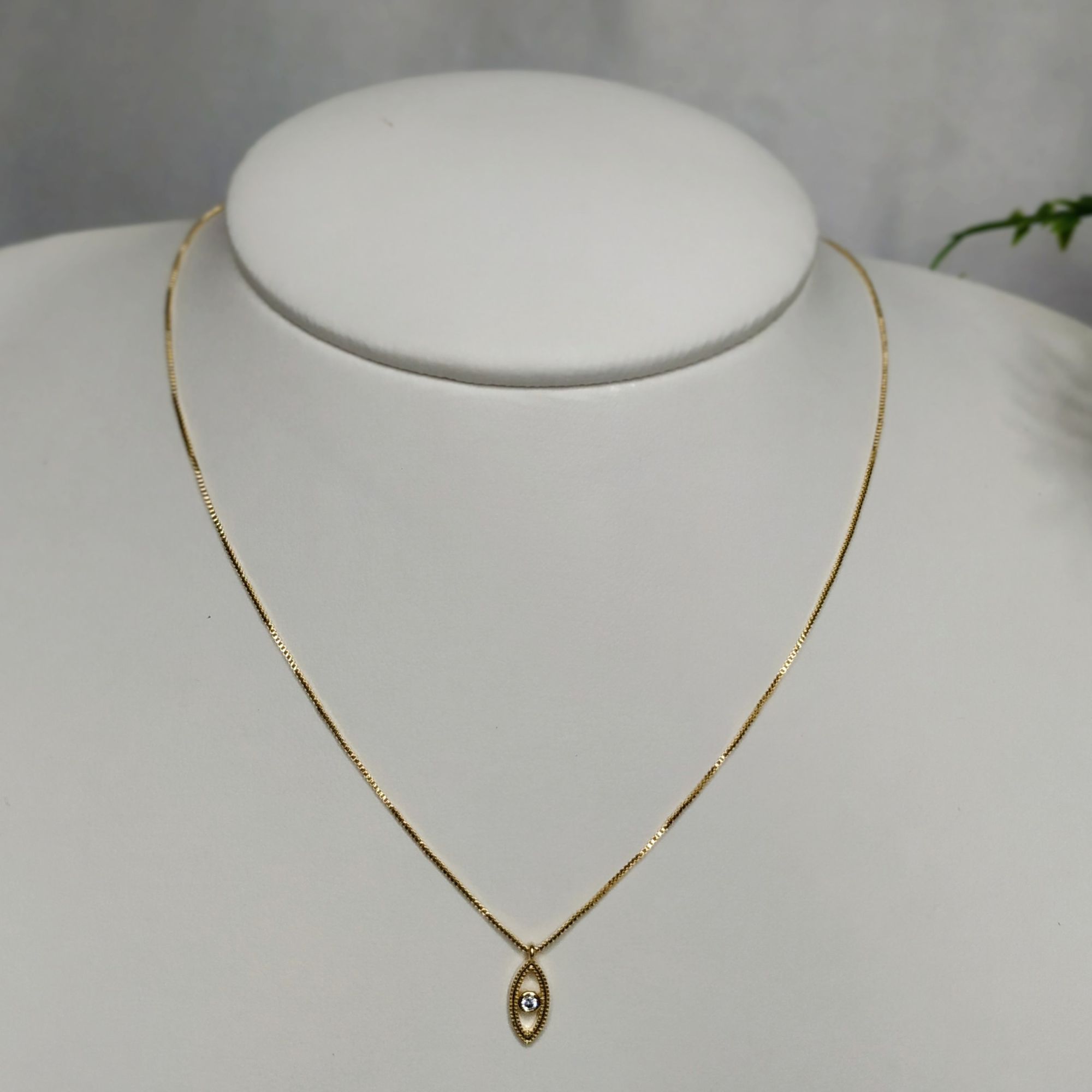 COLAR OLHO COM ZIRCÔNIA OURO 18K