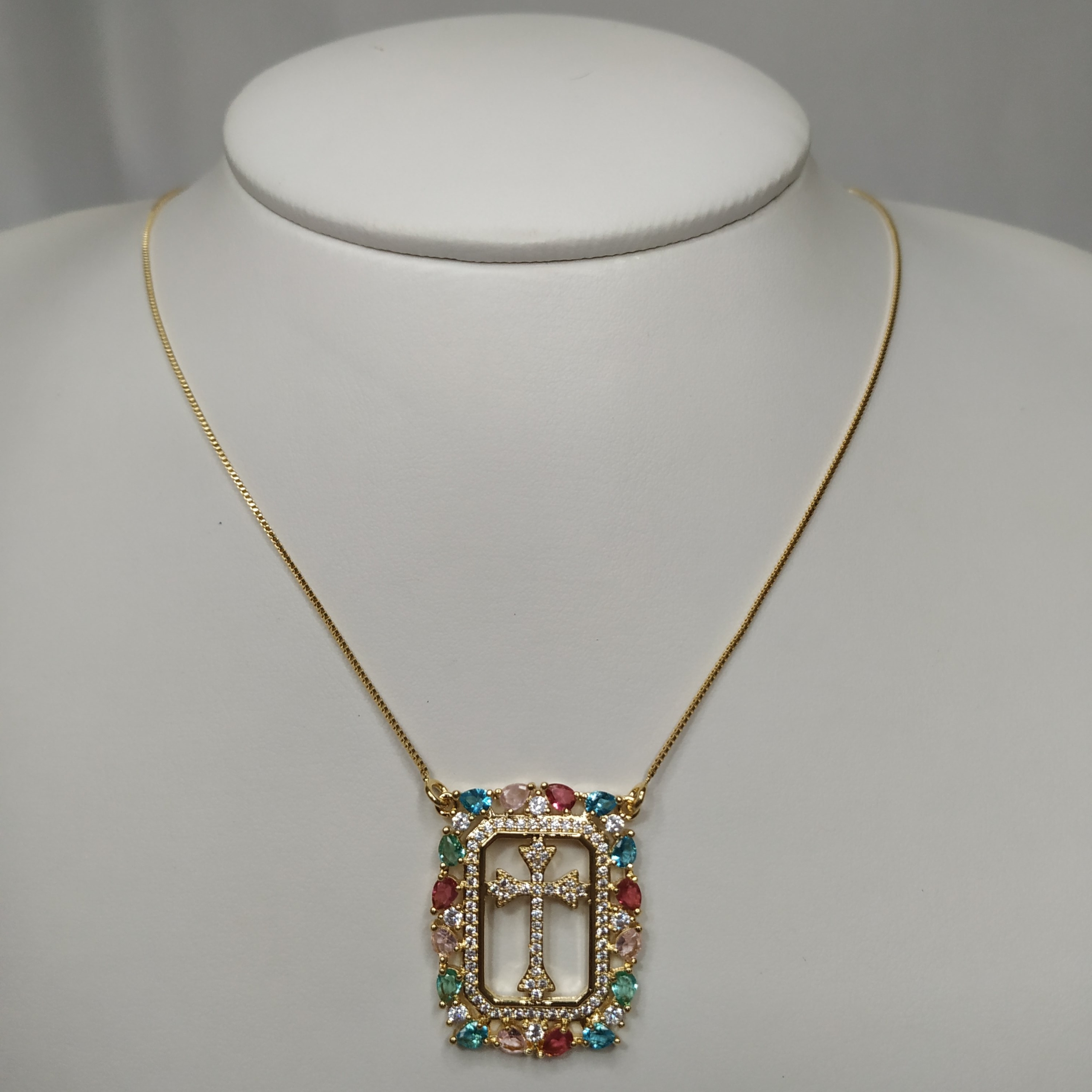 COLAR VENEZIANA C/ PING MANDALA E CRUZ