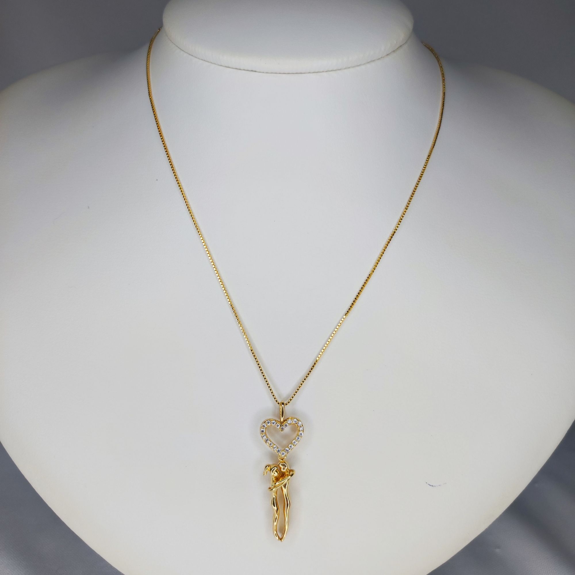 COLAR VENEZIANA C/ PINGENTE CORAÇÃO NAMORADOS