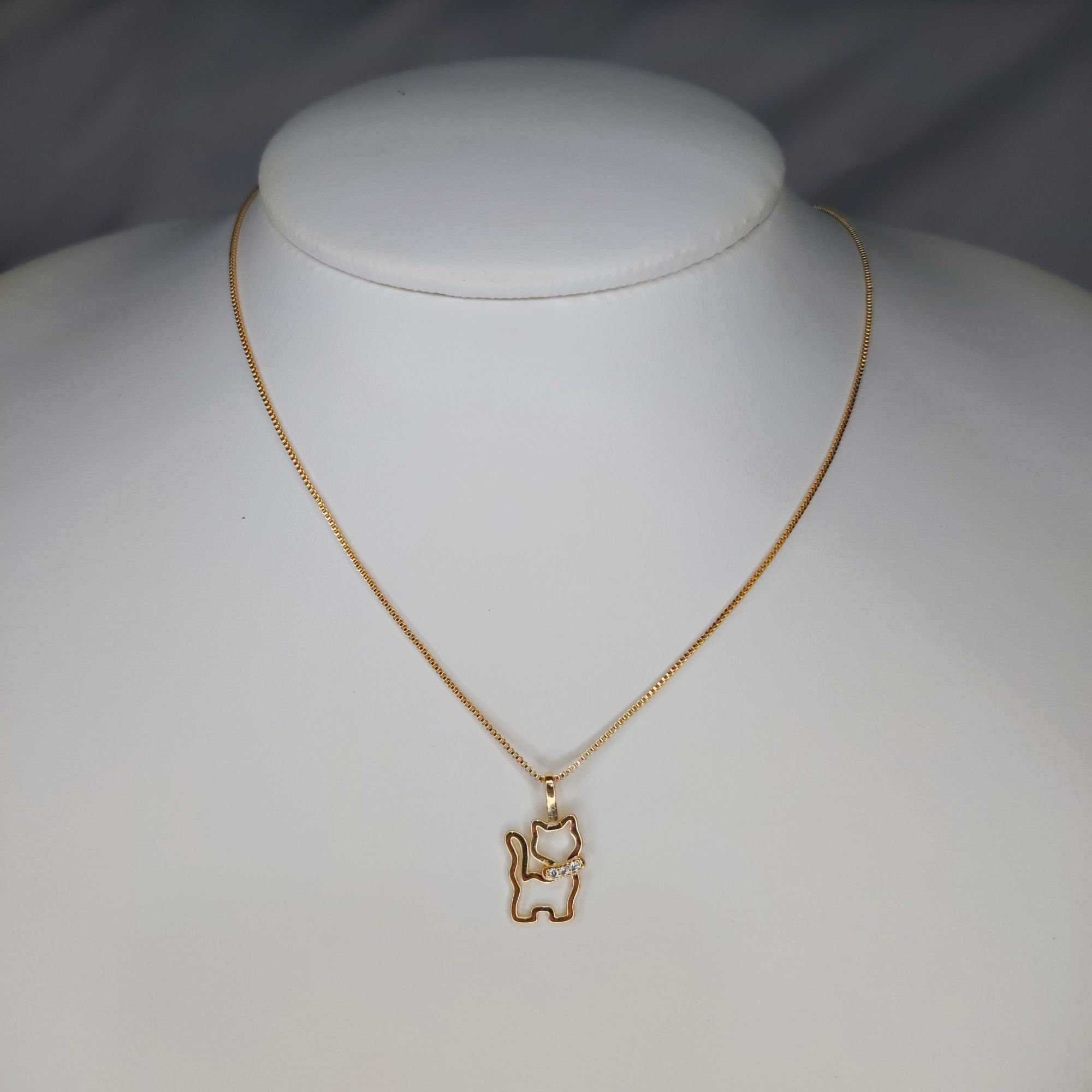 CORRENTE VENEZIANA 45CM PINGENTE PET GATO CRAVEJADO CRISTAL