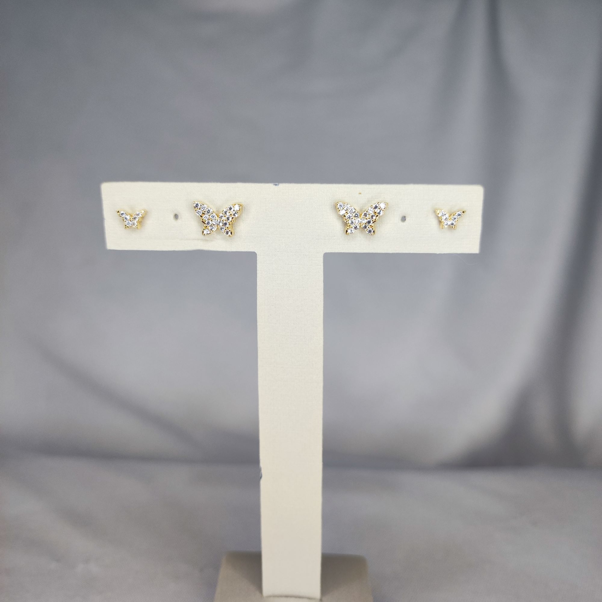 DUO BRINCO BORBOLETA CRAVEJADO OURO / CRISTAL